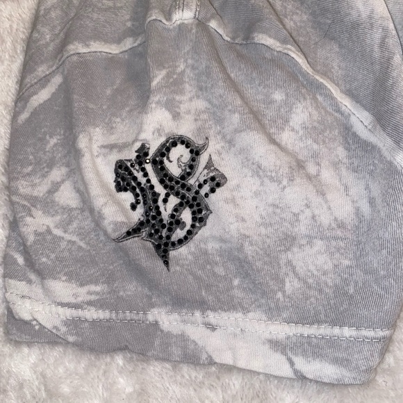 Velvet Stone gray rhinestone cross t-shirt small - Picture 6 of 7